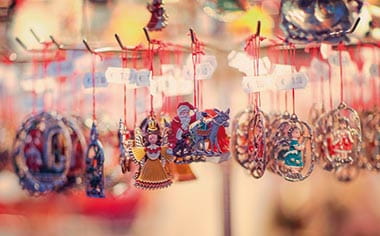 Christmas decorations at a Christmas market